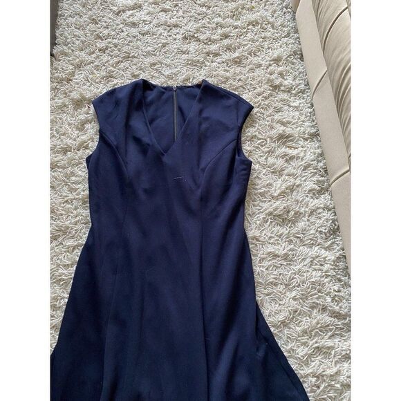 Elie Tahari Dress Navy Dark Blue Hi Low V-Neck Swing 14 Sleeveless - Picture 4 of 9